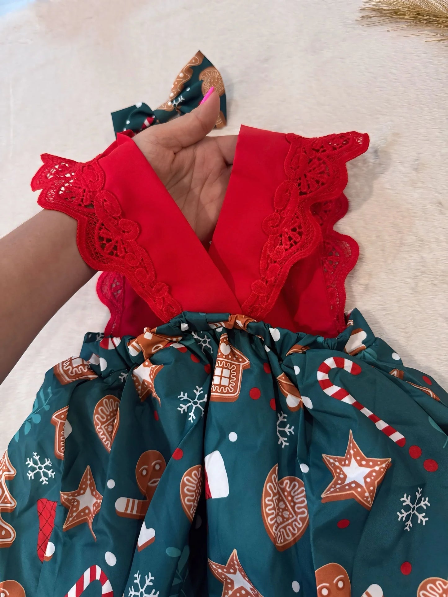Weihnachtskleid Lebkuchen mit passender Schleife 🎄🍪✨