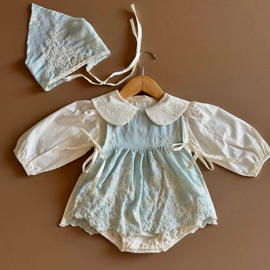 Prinzessinnen-Set Himmelblau (Body, Kleid & Mütze)