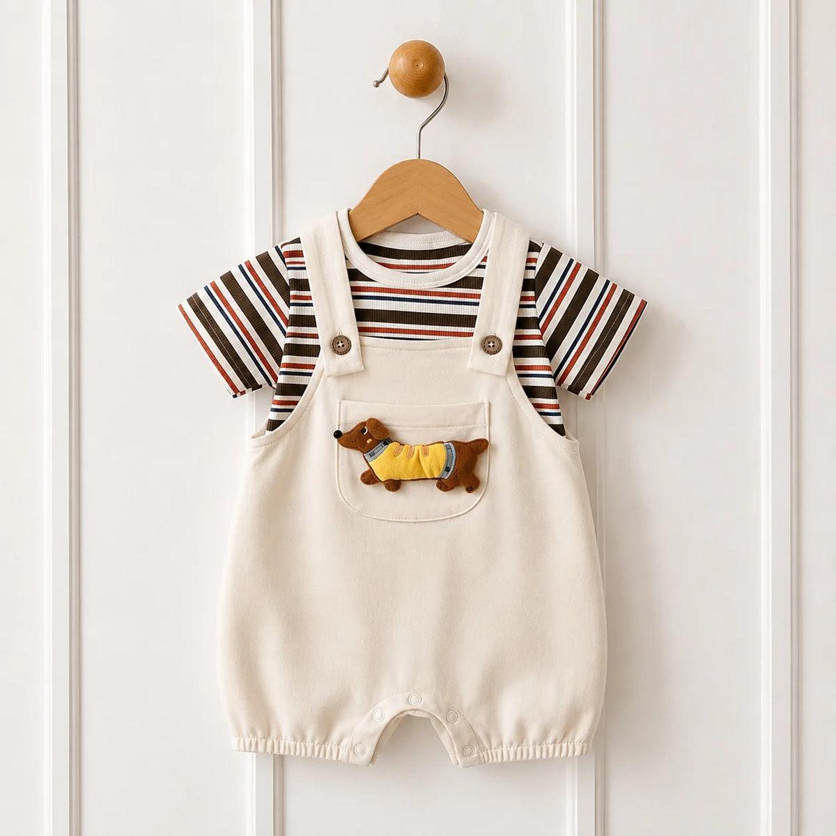 Baby-Set „Hündchenliebe“ mit Latzhose & Ringelshirt