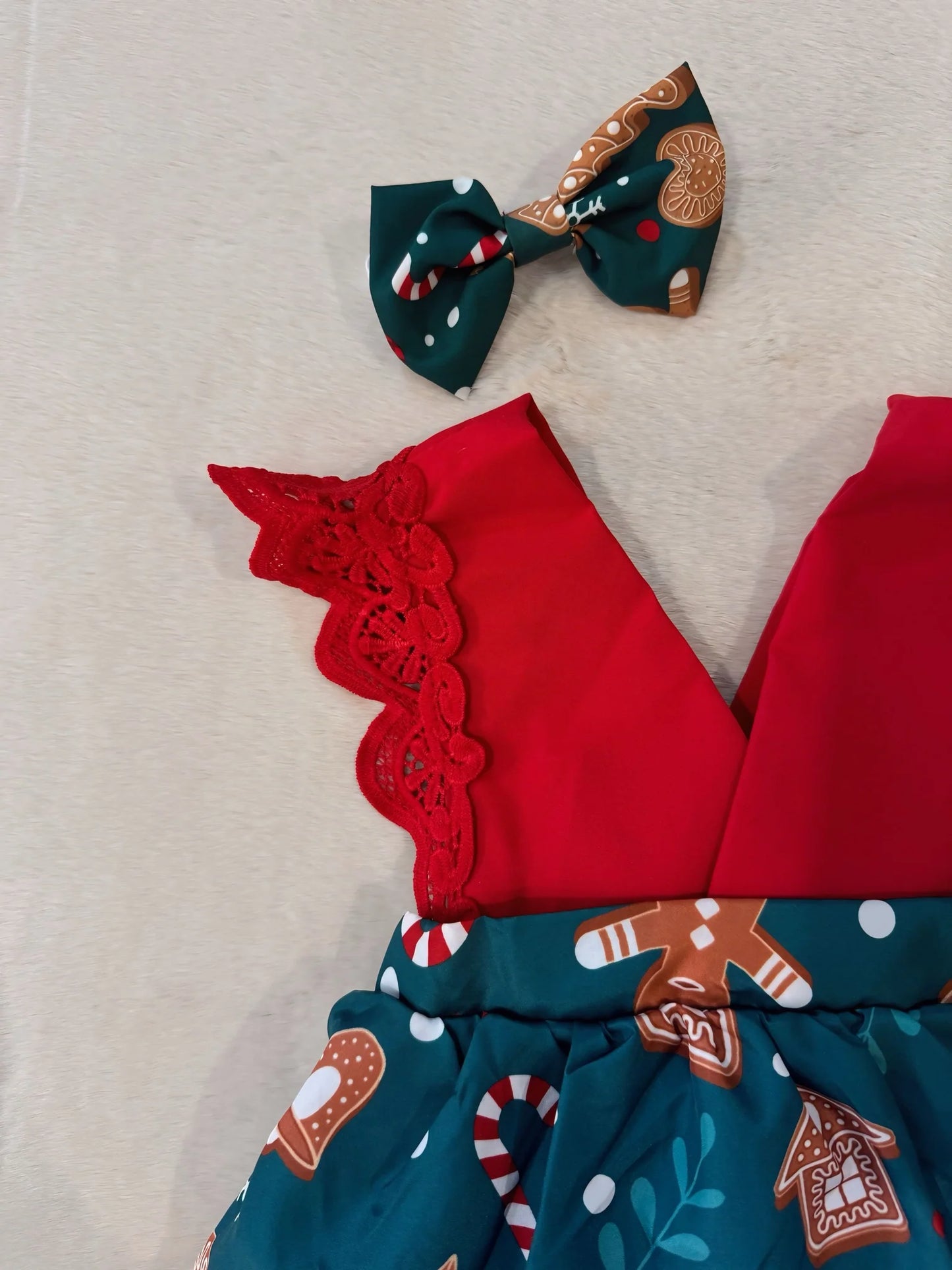 Weihnachtskleid Lebkuchen mit passender Schleife 🎄🍪✨