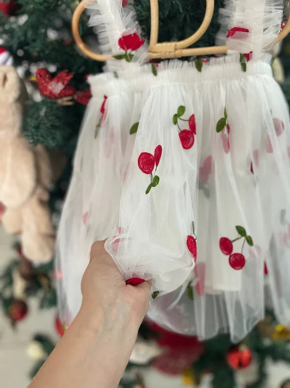 Tüllkleid mit Kirschen für Babys/Kleinkinder