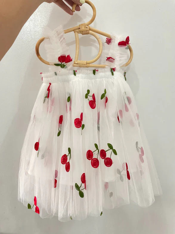 Tüllkleid mit Kirschen für Babys/Kleinkinder