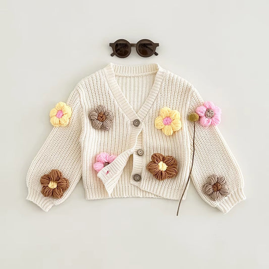 Süße handgemachte Strickjacke für Baby-Mädchen mit Knopf