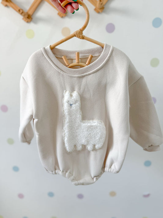 Weicher Baby-Romper aus Sweatstoff mit Lama-Print